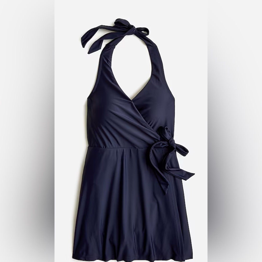 Jcrew size 6 halter wrap black swim dress